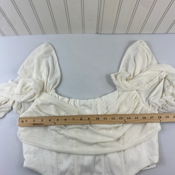 Parthea Off Shoulder High-low Hem Ruched Mesh Corset Top Blouse Sz XXL - Picture 11 of 15